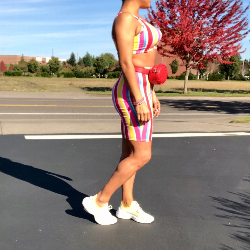 Sleeveless striped top and biker shorts set, NEW! - Picture 7 of 8